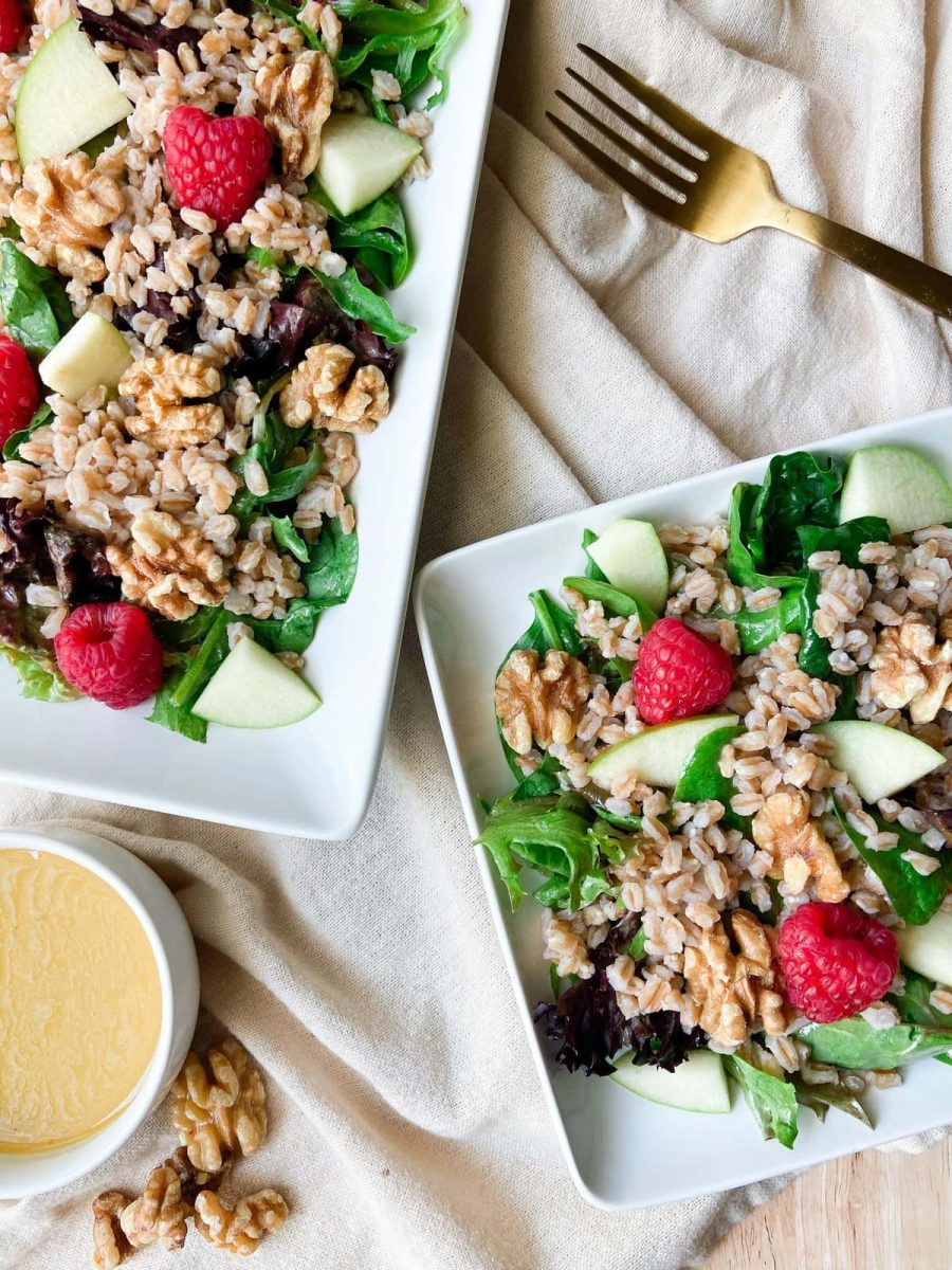 Farro Salad with Fruit and Honey Mustard Dressing
