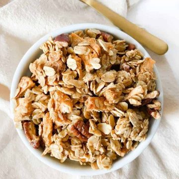 Spiced Apple Pecan Granola in a bowl