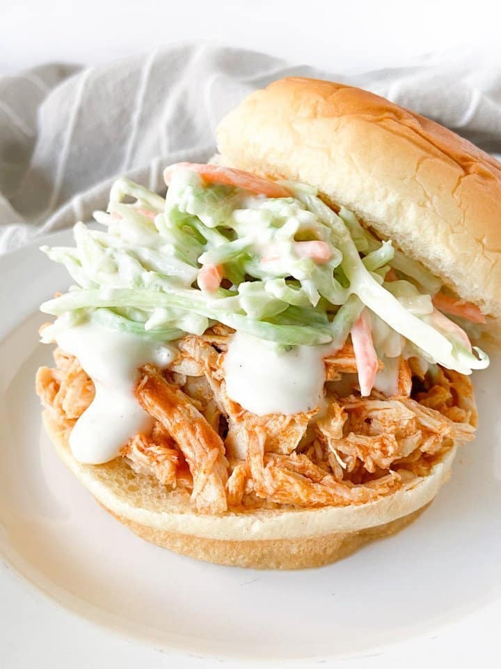Slow-Cooker Buffalo Chicken with coleslaw and Ranch dressing