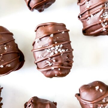 Salted chocolate covered dates with peanut butter.