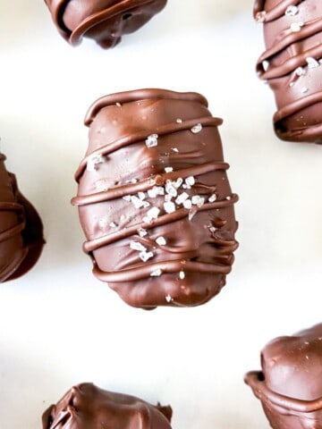 Salted chocolate covered dates with peanut butter.