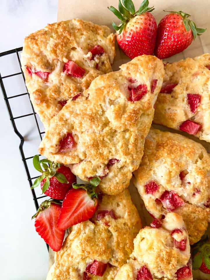 A pile of strawberry scones
