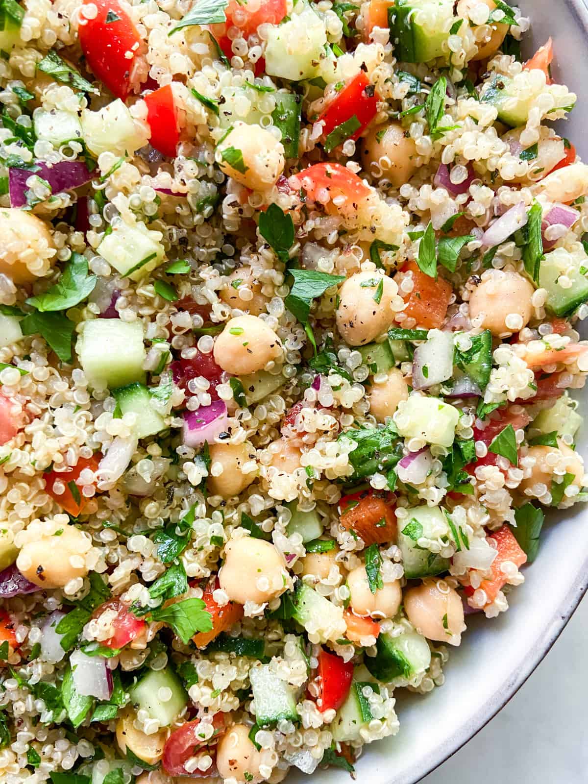 A close-up of quinoa salad.