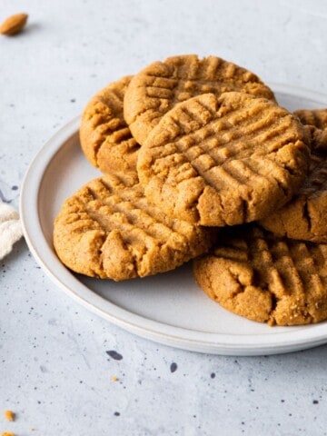 A small plate of almond butter cookies.