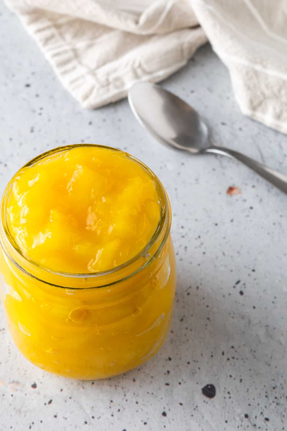 A jar of mango compote.