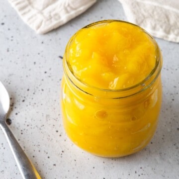 A jar of mango compote.