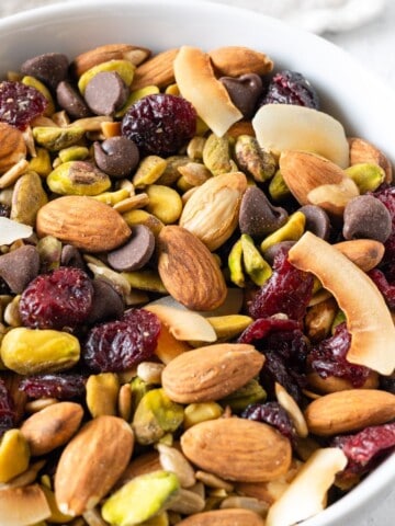 A bowl of trail mix.