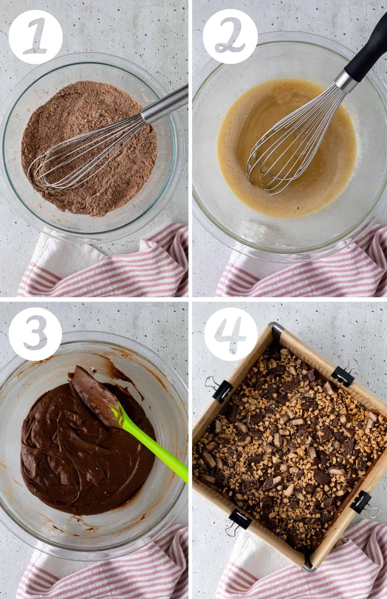 The step-by-step procedure to make brownies.