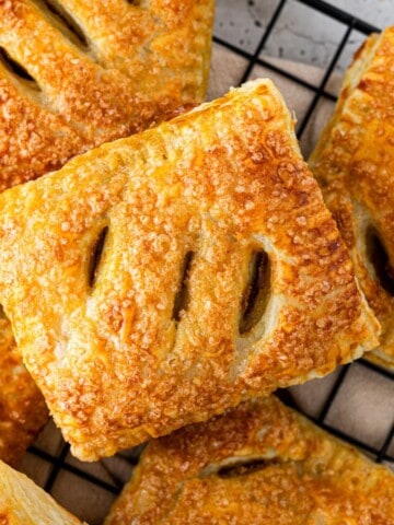 A pumpkin hand pie made from puff pastry.